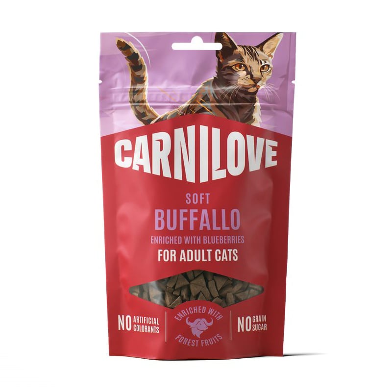 Ласощі для дорослих котів Carnilove Soft Snack Buffallo With Blueberries з буйволом та лохиною, 50 г